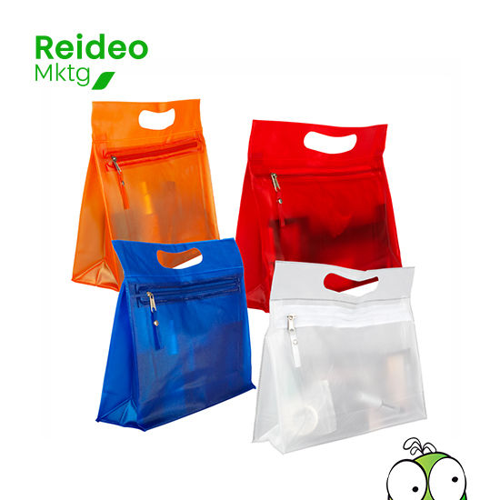 Cosmetiquero grande de PVC frozen con mango calado y cremallera.