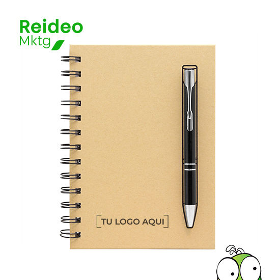 Set libreta color Kraft, anillado metálico y 70 hojas punteadas de 70g.