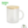 Taza de vidrio con acabado frost. Tapa de Bambú barnizado.