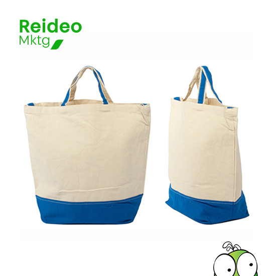 Bolsa de compras grande con fuelle 100% Canvas Algodón natural de 10oz. (280 g/m2). Contiene doble manilla cintas de Algodón