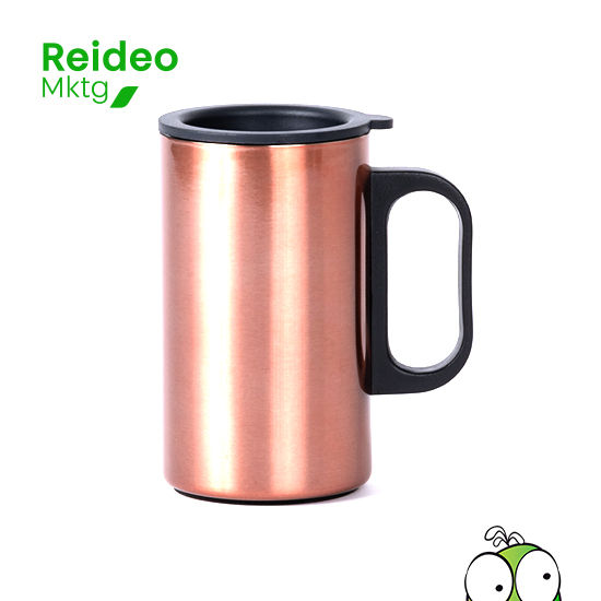 Tazón térmico metálico doble pared aislante, modelo «BRITAIN», con asa plástica PP negra.