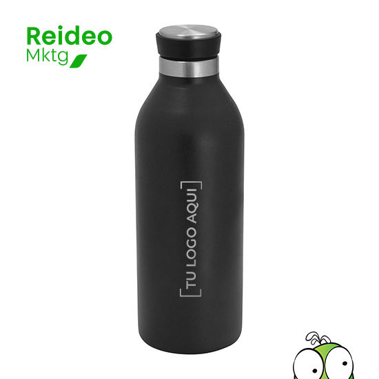 Botella térmica de doble pared, sellada al vacío. Interior en acero 304 y exterior en acero 201. Pintura acabado mate.