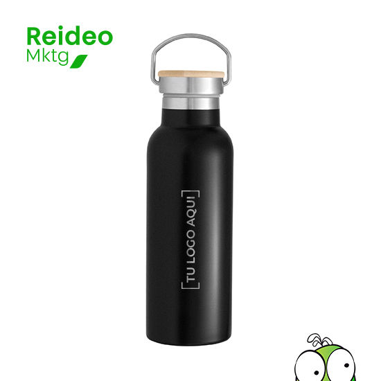 Botella térmica doble pared sellada al vacío. Interior en acero 304 y exterior en acero 201.