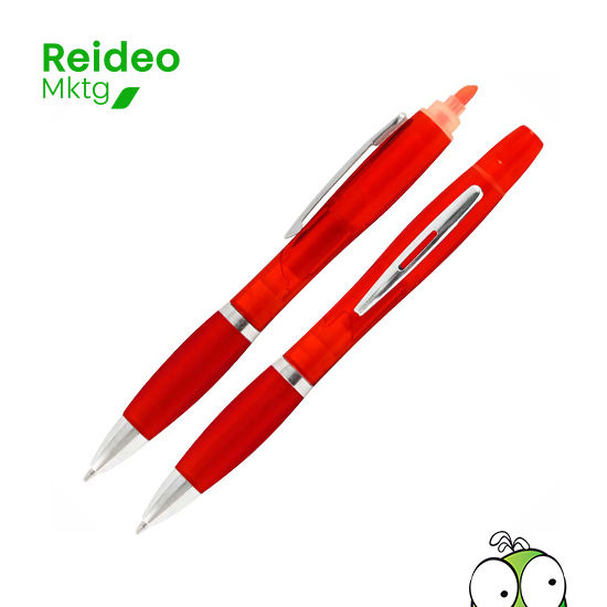 Bolígrafo Promocional "Wind Satin" con Destacador. Escritura Azul.