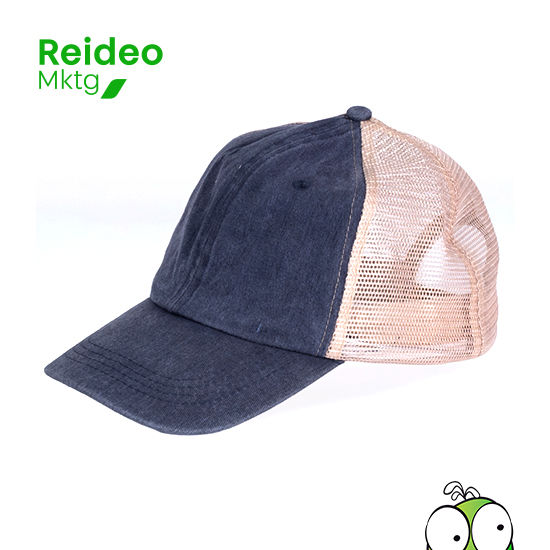 Deluxe Gorro tipo Jockey de algodón denim pre-lavado, modelo «JEANS». En su parte posterior, cuenta con tela tipo malla