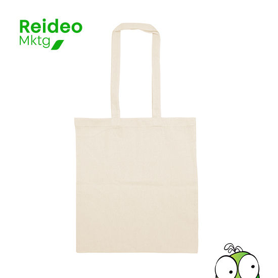 Bolsa de algodón reutilizable color natural. Asas cosidas de 70 x 2,5 cm.
