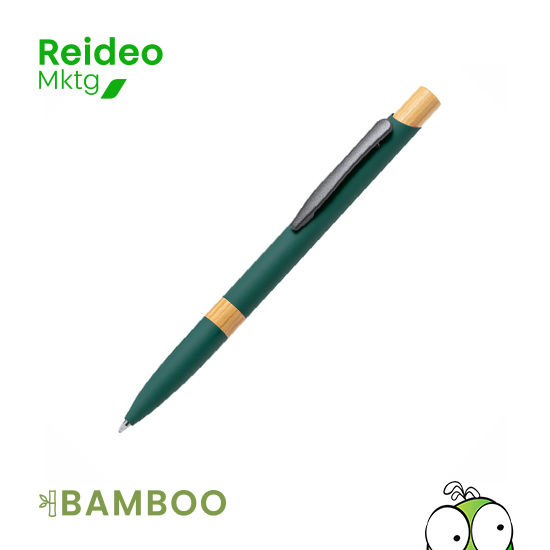 Elegante bolígrafo de aluminio con mecanismo pulsador. Cuerpo en resistente aluminio de acabado goma mate