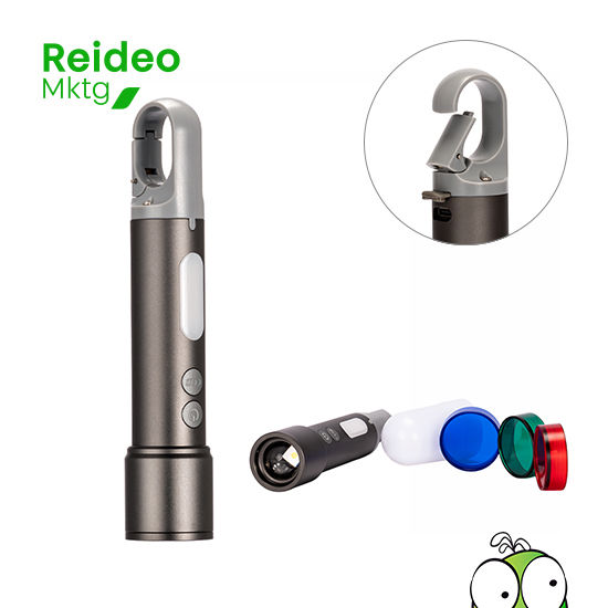 Linterna táctica recargable de Aluminio con 15 diferentes funciones. Luz LED principal con 5 funciones