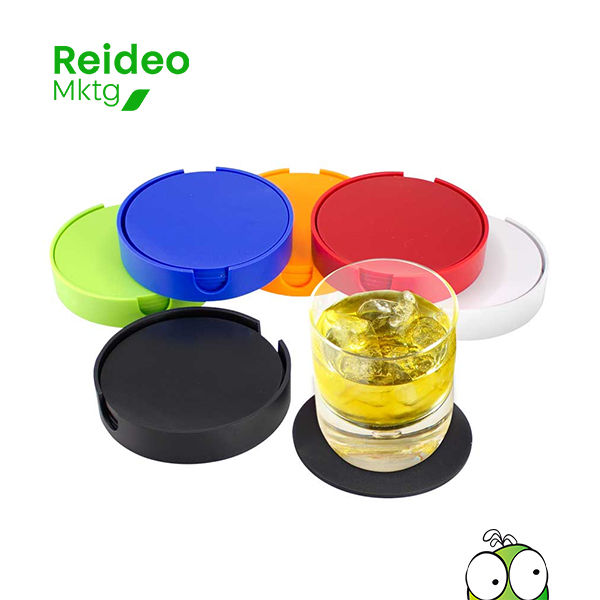 Set de 6 Posavasos Plásticos Redondos de 9.9 cm de diámetro, en plástico ABS de 3 mm de espesor.
