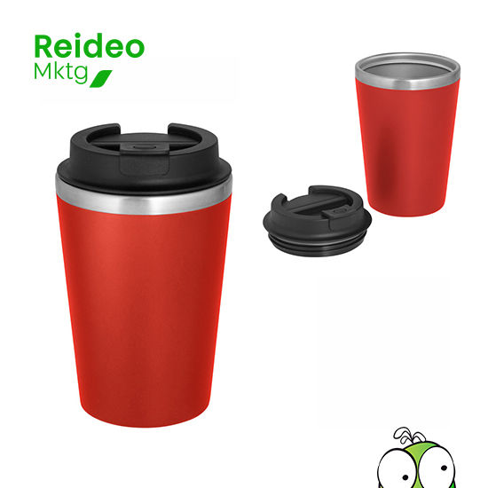 Mug doble pared. Interior de acero inoxidable 304 y exterior de PP con acabado mate.