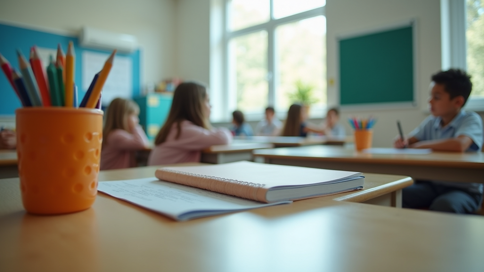 Eye-level view of a classroom with colorful learning materials