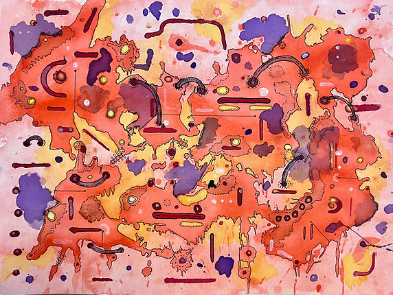 Mercurio C01, 2024, Mixed Media on Watercolor Paper, 12_ x 16_, Sold.HEIC