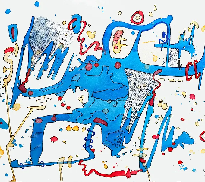 Clandestina, 2025, Mixed Media on Watercolor Paper, 12_ x 16_, Sold.webp