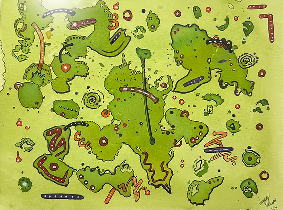 El Habito de la Duda, 2024, Mixed Media on Watercolor Paper, 12_ x 16_, Sold.JPG