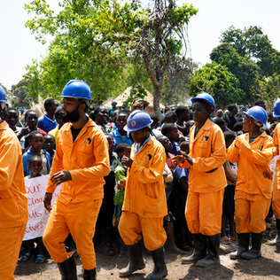 Interns from the village celebrate dance