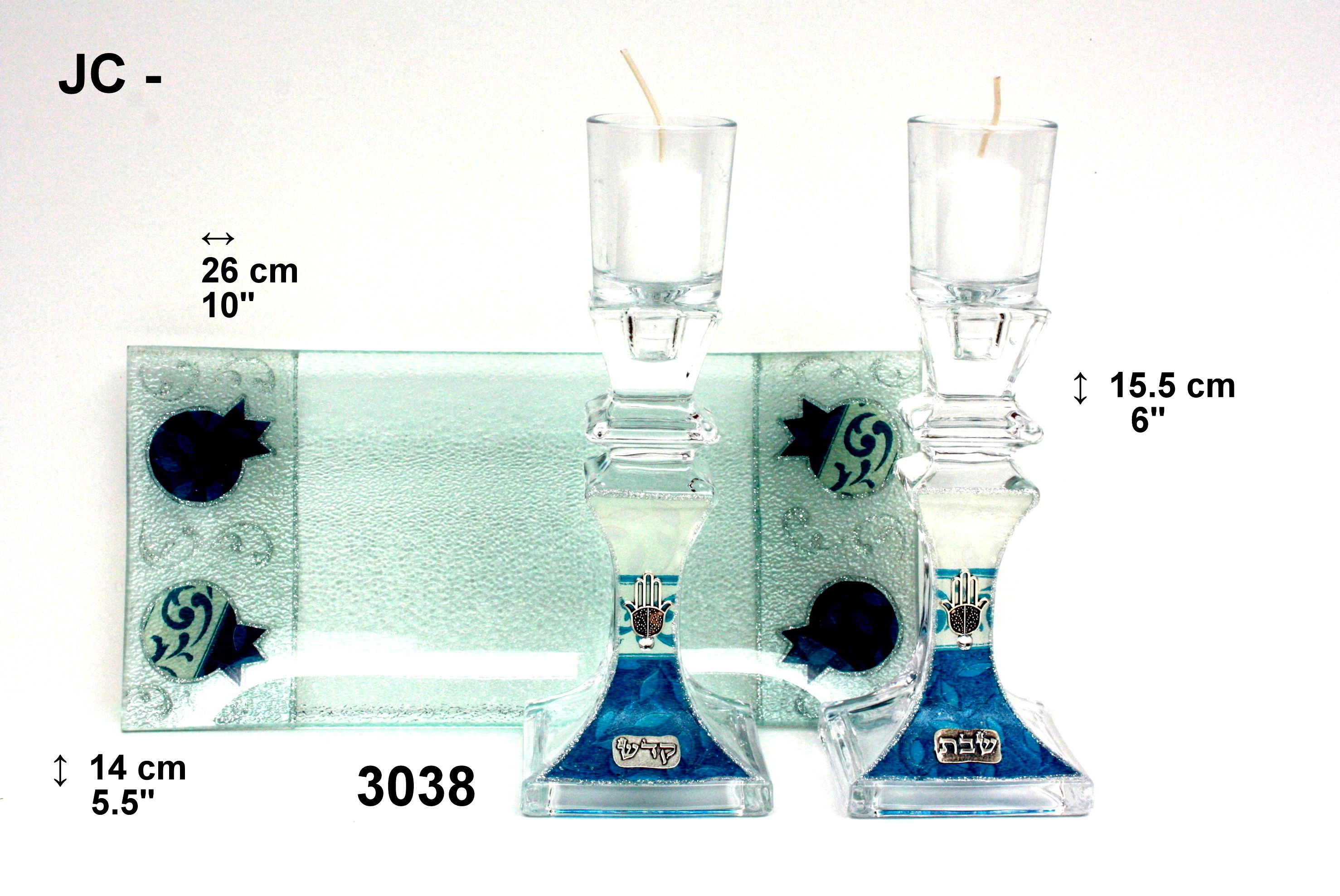 SHABBAT CANDLESTICKS WITH TRAY
