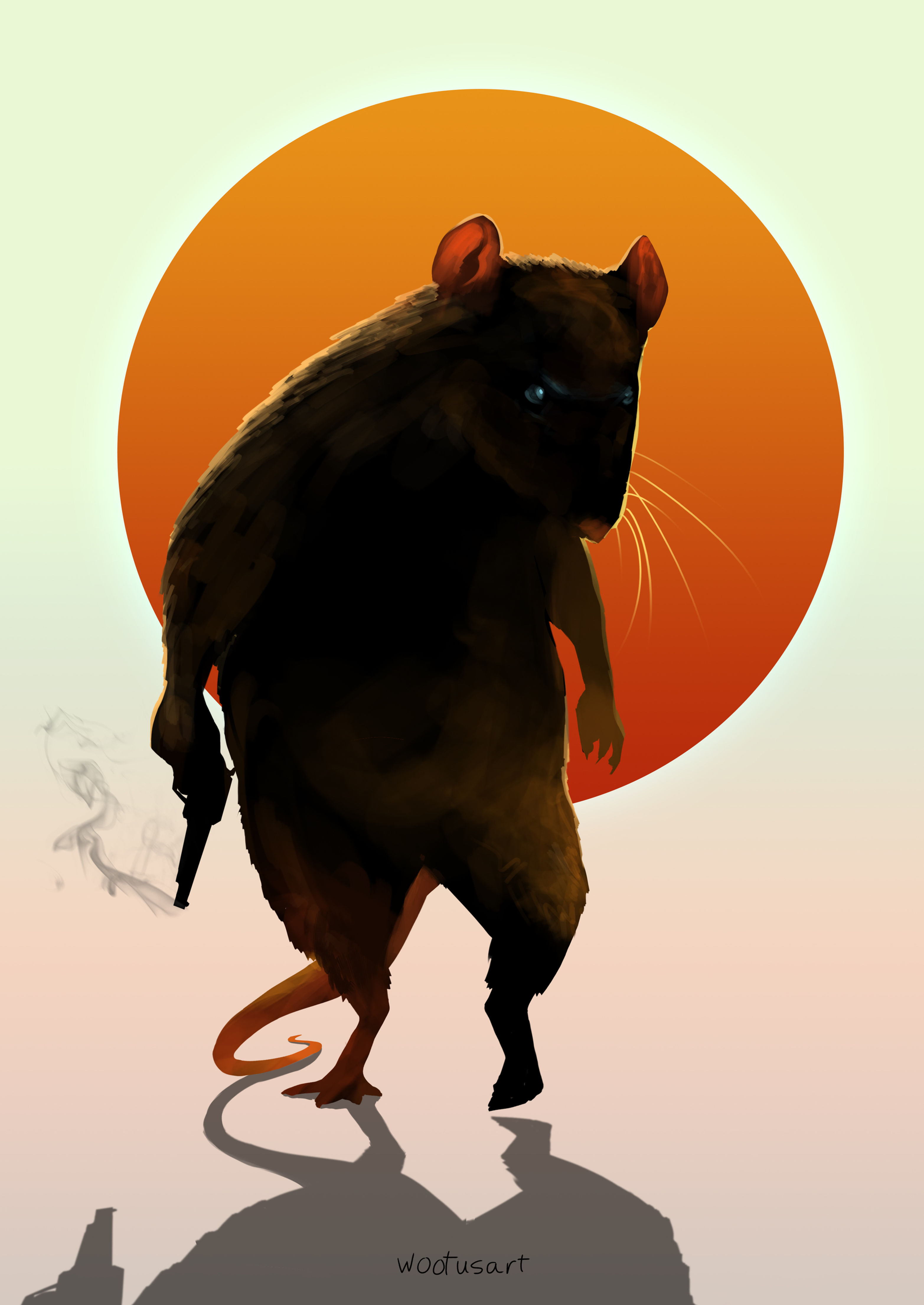 Gunslinger Rat Art Print