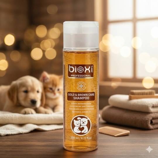Bioxi® Gold & Brown Care Shampoo – Altın ve Kahverengi Tüylü Kedi ve Köpekler İ