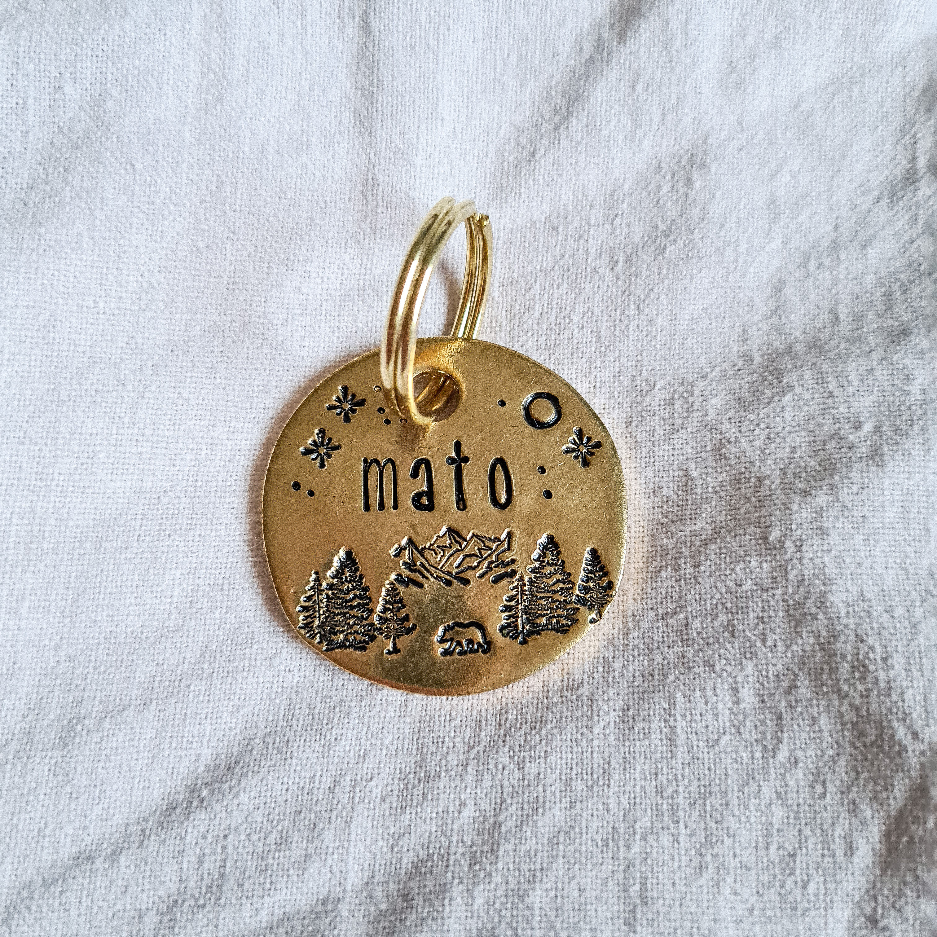 Hundemarke forest mit Gravur 'Gold' (Messing) oder Silber