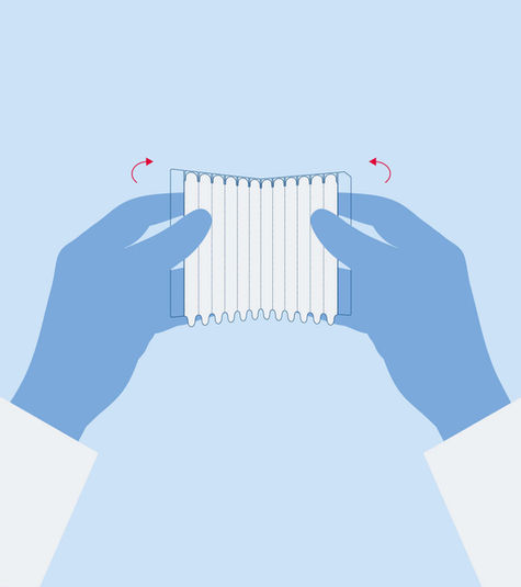 Illustration Bedienungsanleitung im QIAGEN Corporate Design.