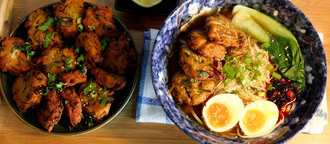 Salmon Pakoda Ramen 🍜🐟