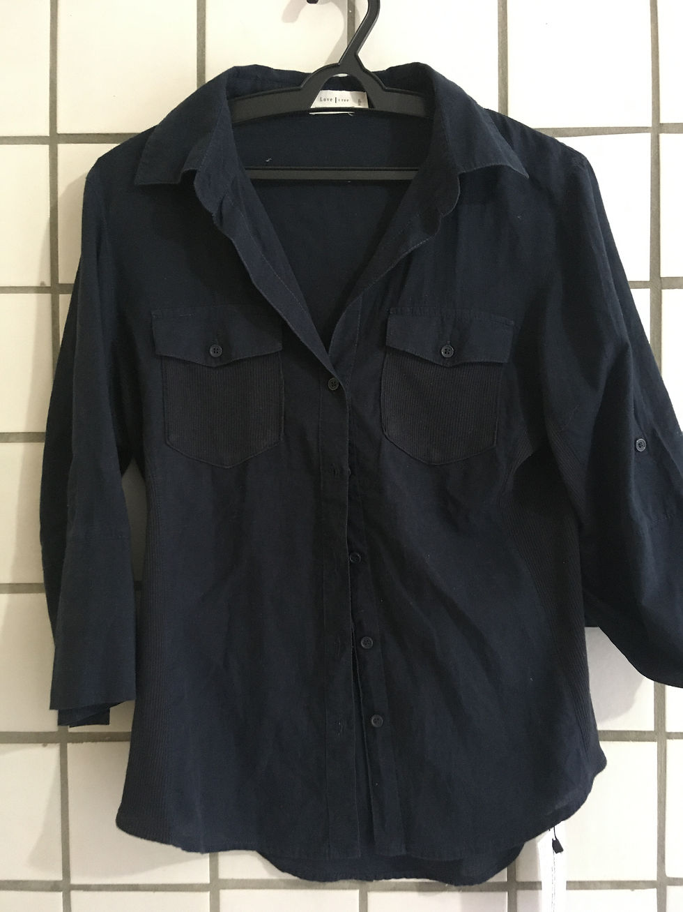 Miniatura: Camisa tricoline e malha canelada azul marinho