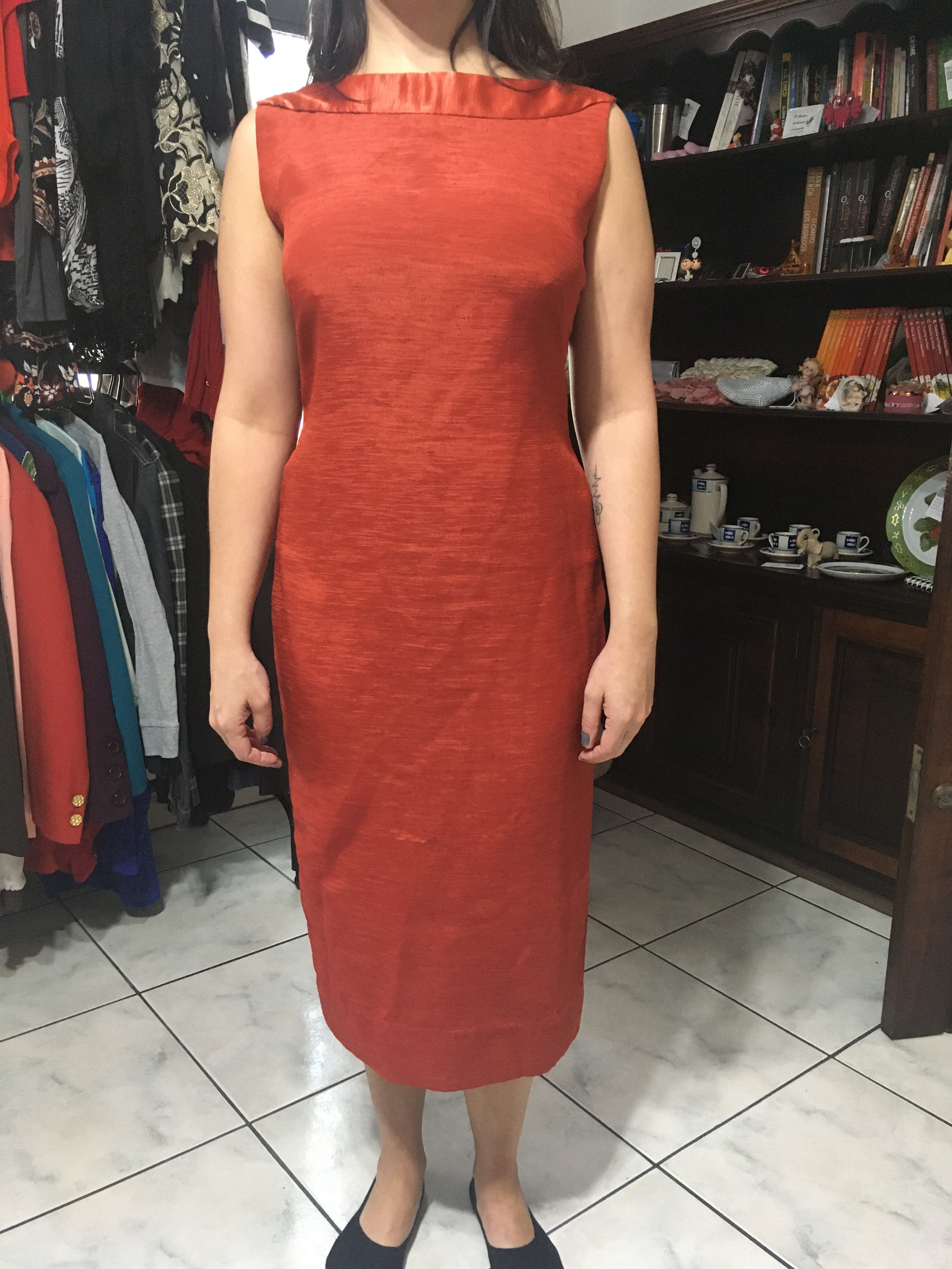 Vestido em zibelina laranja