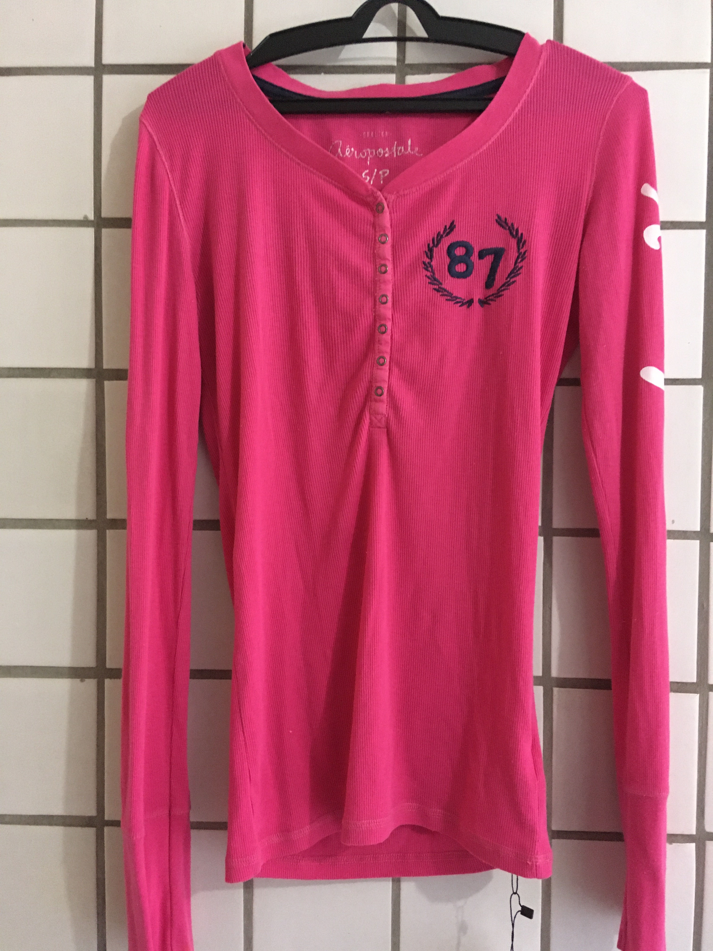 Blusa manga longa rosa