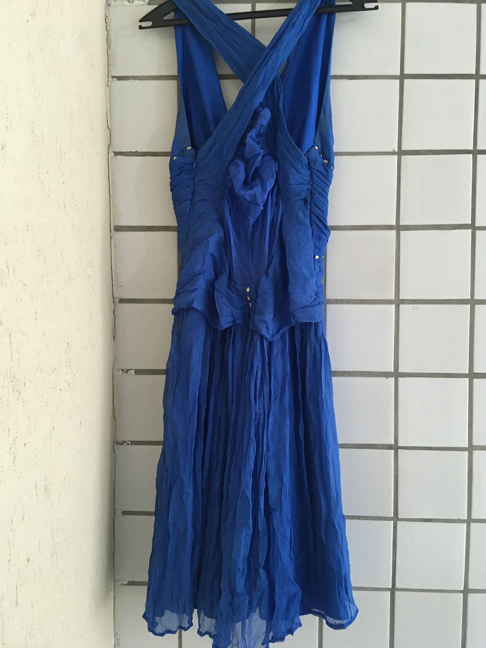 Miniatura: Vestido em seda azul