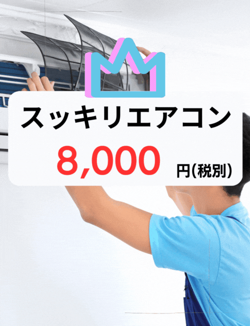 安い!でもすっきり　エアコンクリーニング　8000円