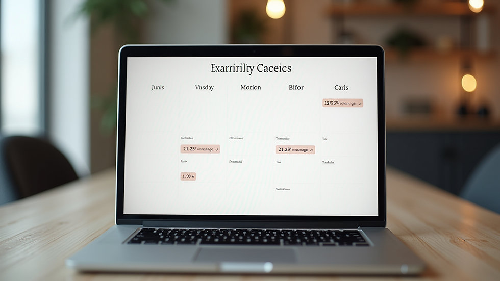 Close-up view of a laptop screen showing a scheduling calendar for an esthetic salon