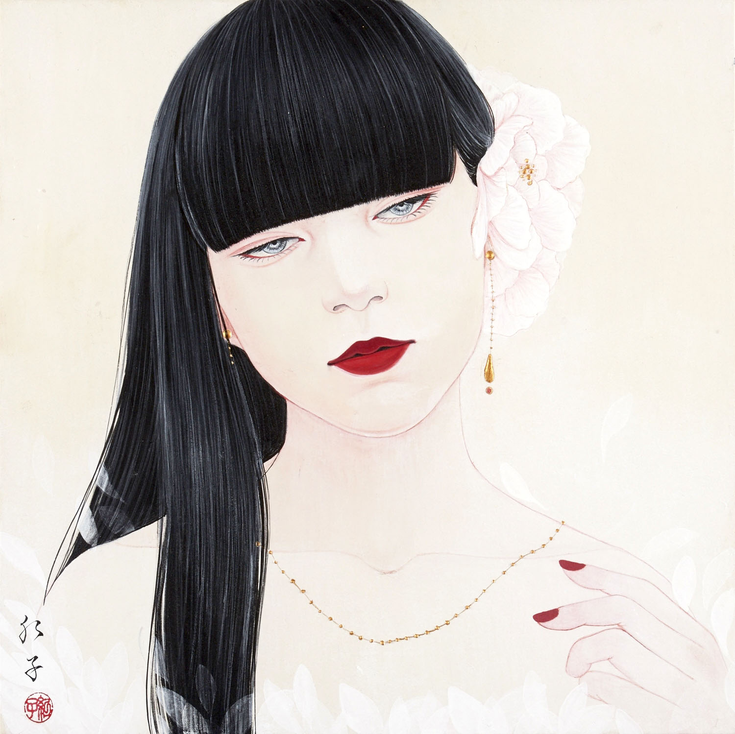 丁子紅子 あふれゆく 日本画 丁子 絵画 丁子紅子 あふれゆく 日本画 丁子 絵画