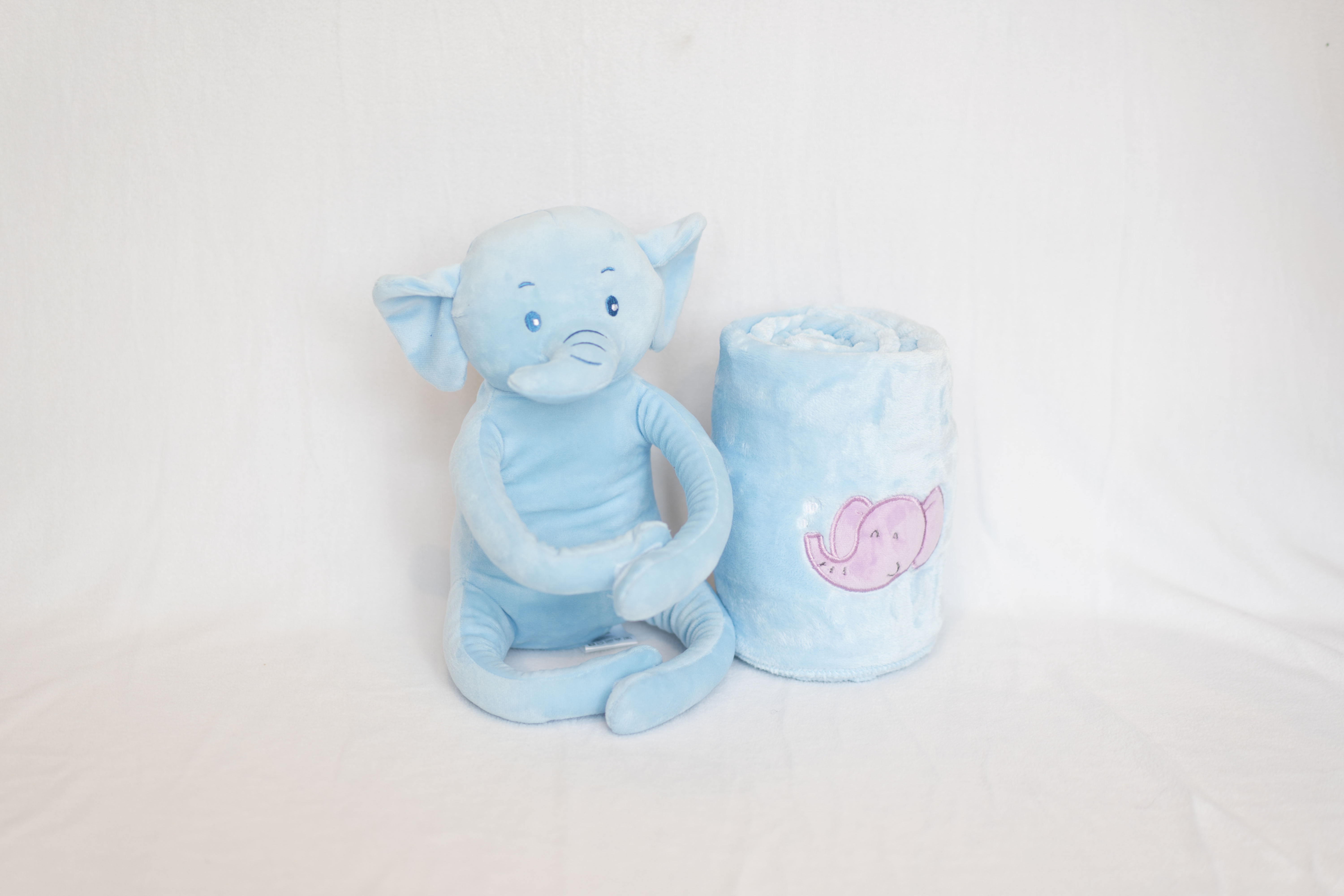 Blue Elephant Toy and Baby Blanket