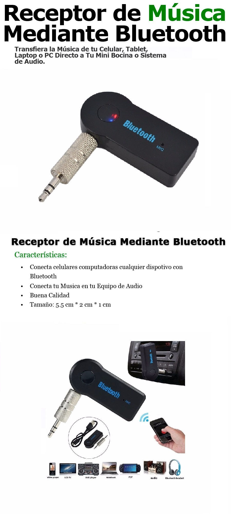 Miniatura: Receptor bluetooth recargable