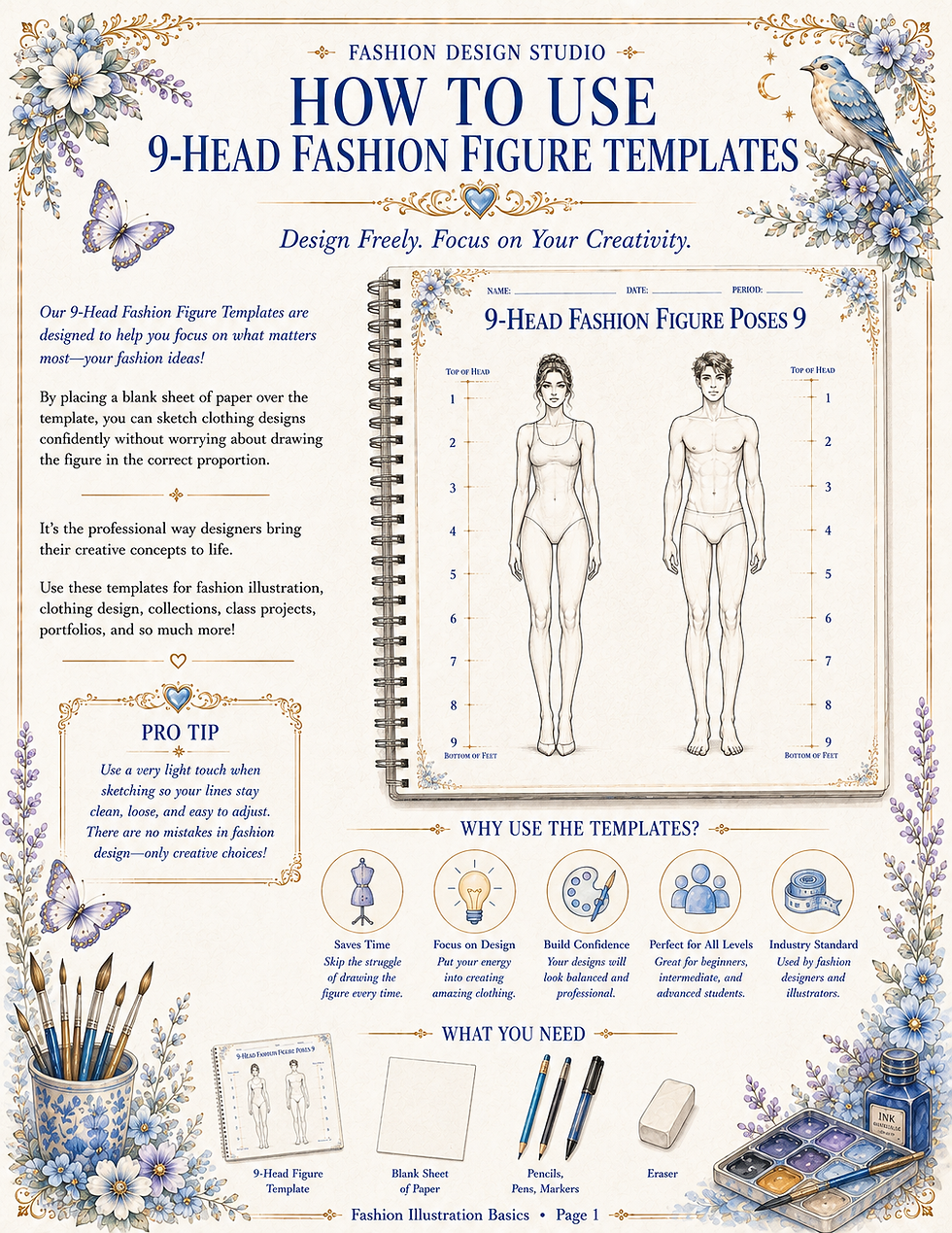 الصورة المصغرة: 9-Head Fashion Figure Templates