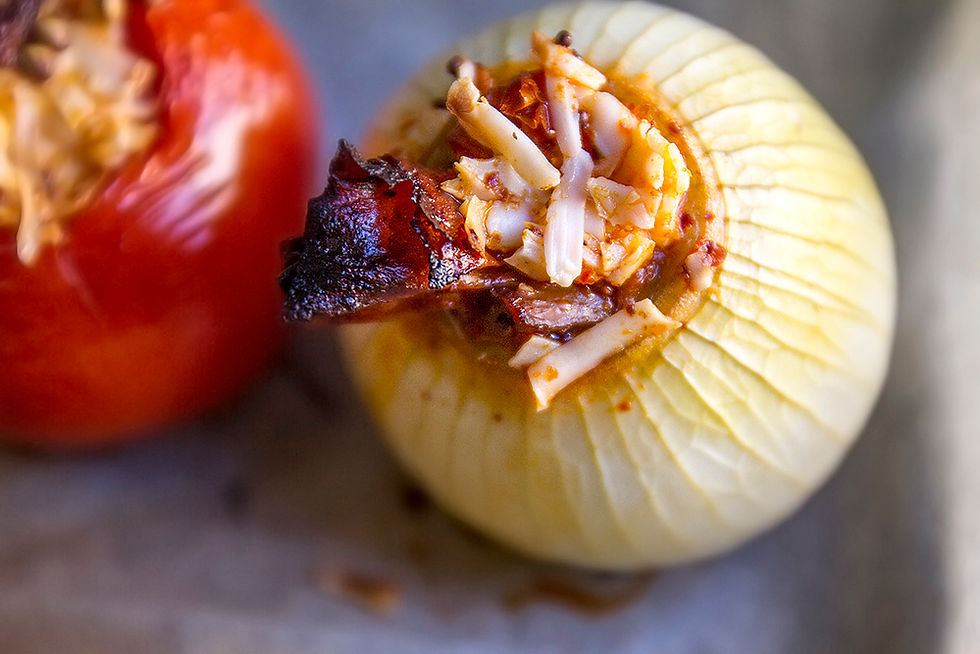 ירקות ממולאים ביובה גלילים ומלוחה טבעונית - מתכון