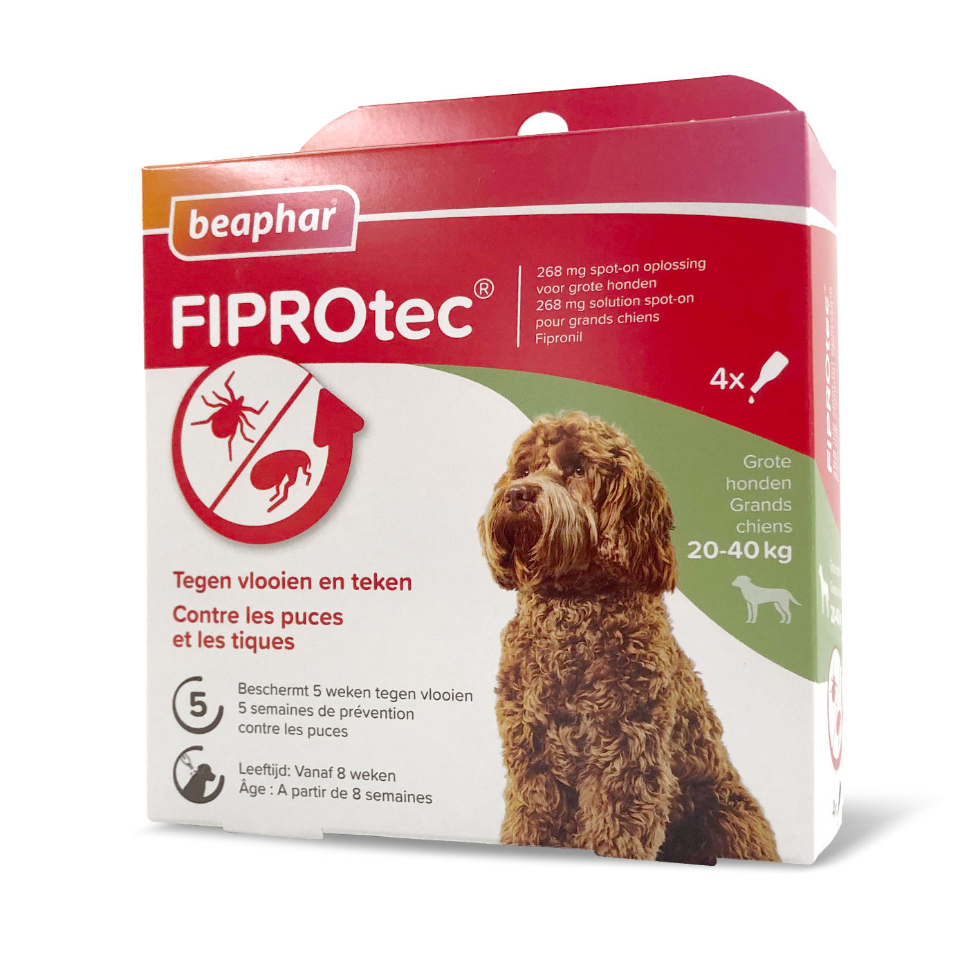 BEAPHAR FIPROTEC 268 MG Solution Spot-on pour Grands Chiens (20-40 kg) 4Pipettes