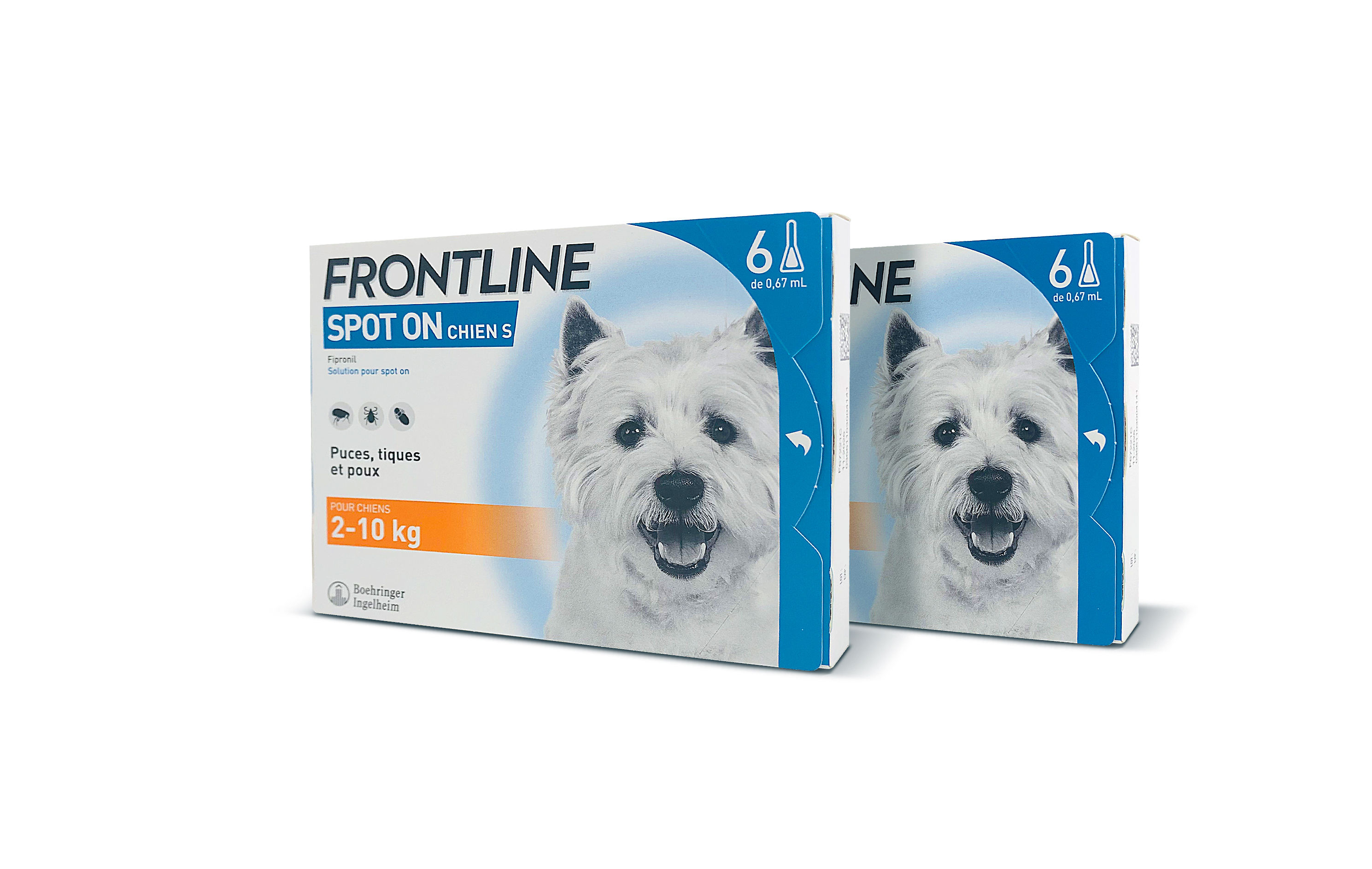 Frontline Spot On pour chiens 2-10 kg / S 2*6 Pipettes