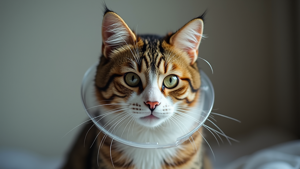 Vue de face d’un chat portant un collier antiparasitaire Seresto