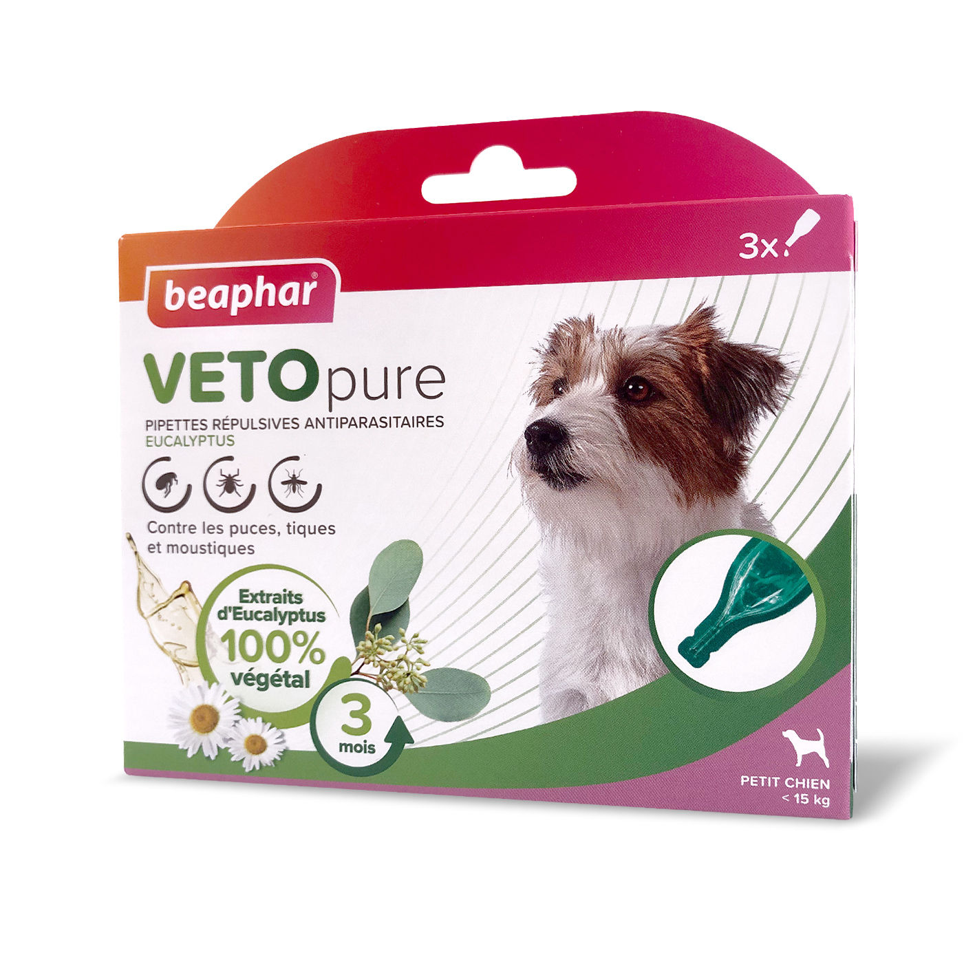 BEAPHAR – VETOPURE – 3Pipettes répulsives antiparasitaires pour petit chien