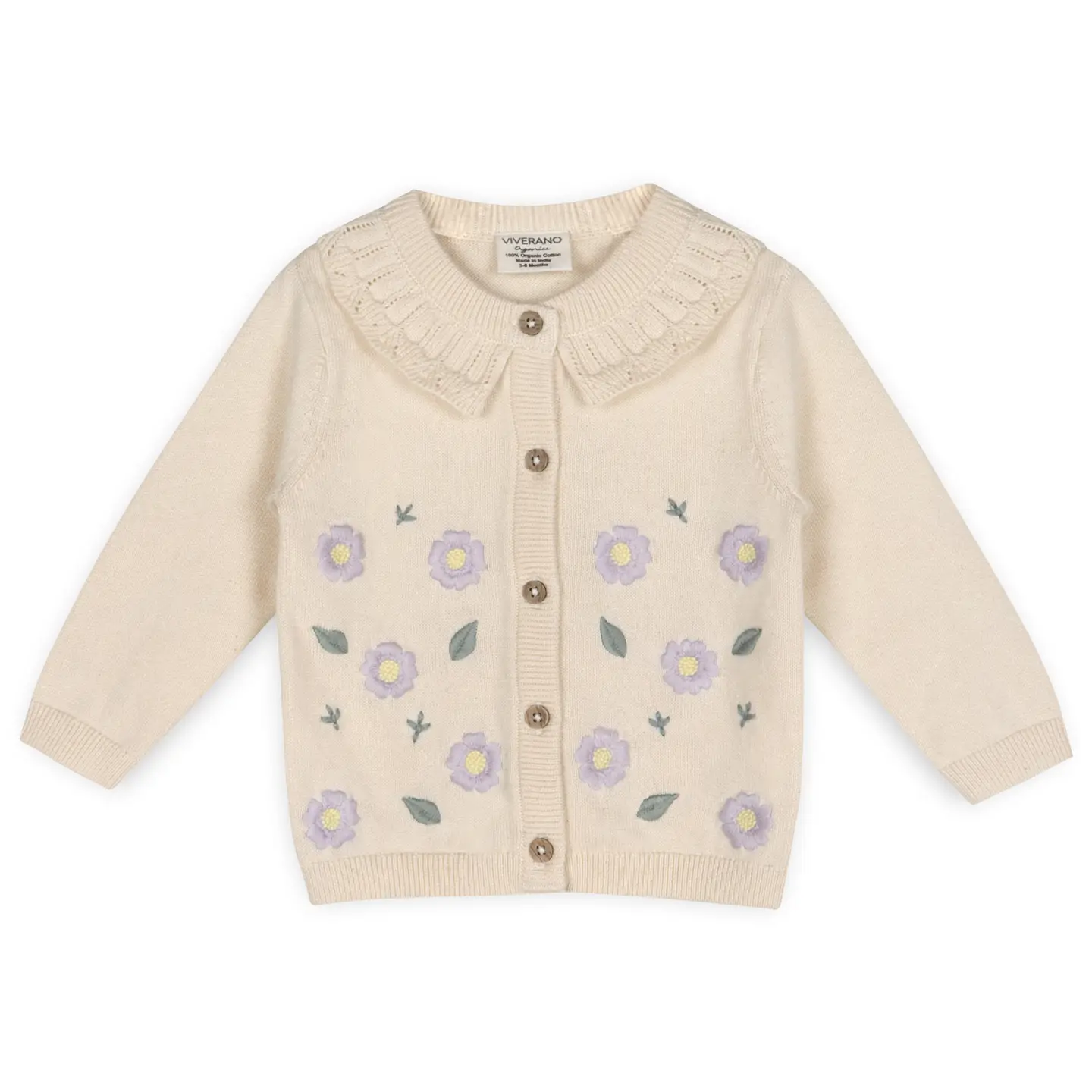 Sweet Floral & Pointelle Knit Baby Cardigan