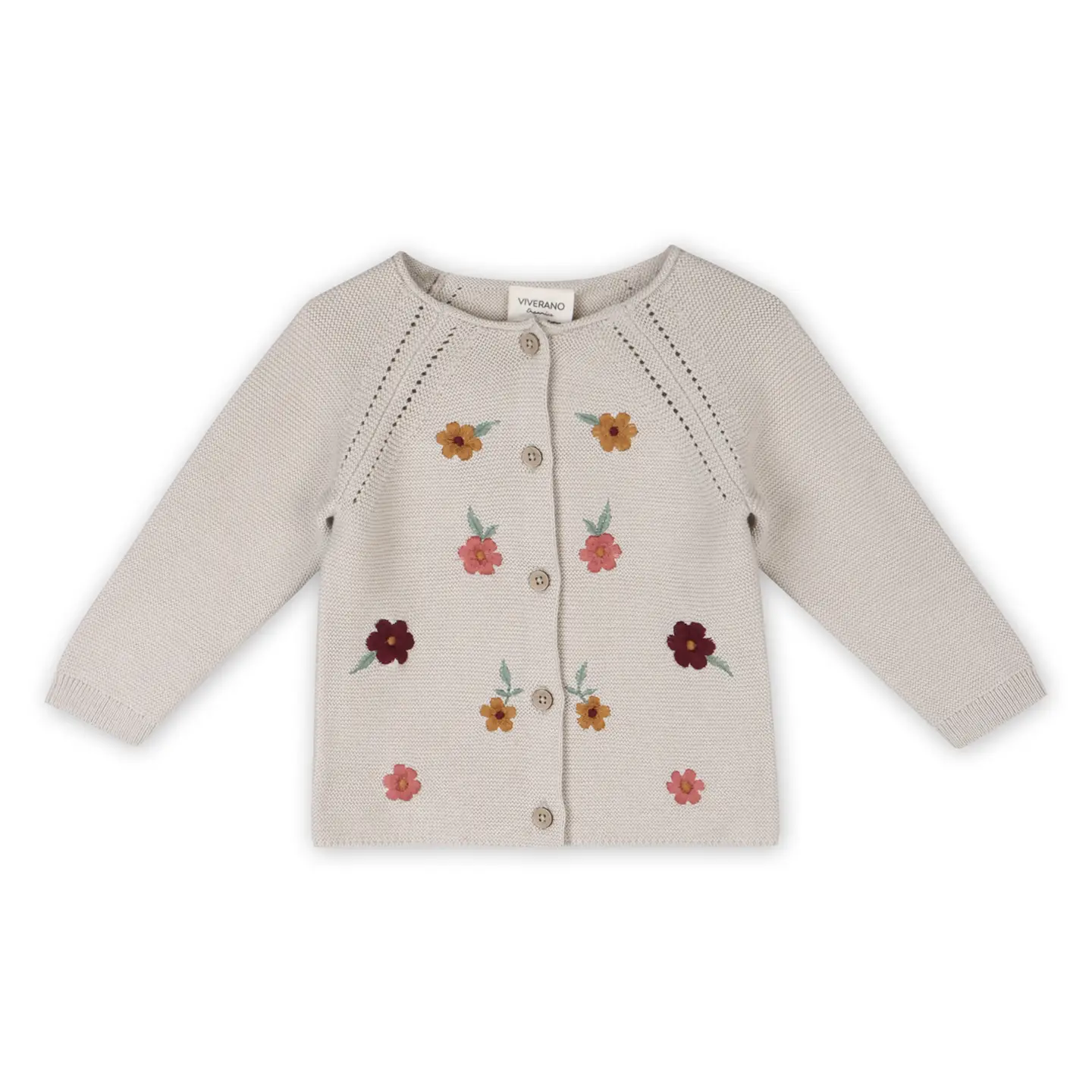 Floral Embroidered Pearl Knit Baby Cardigan Sweater