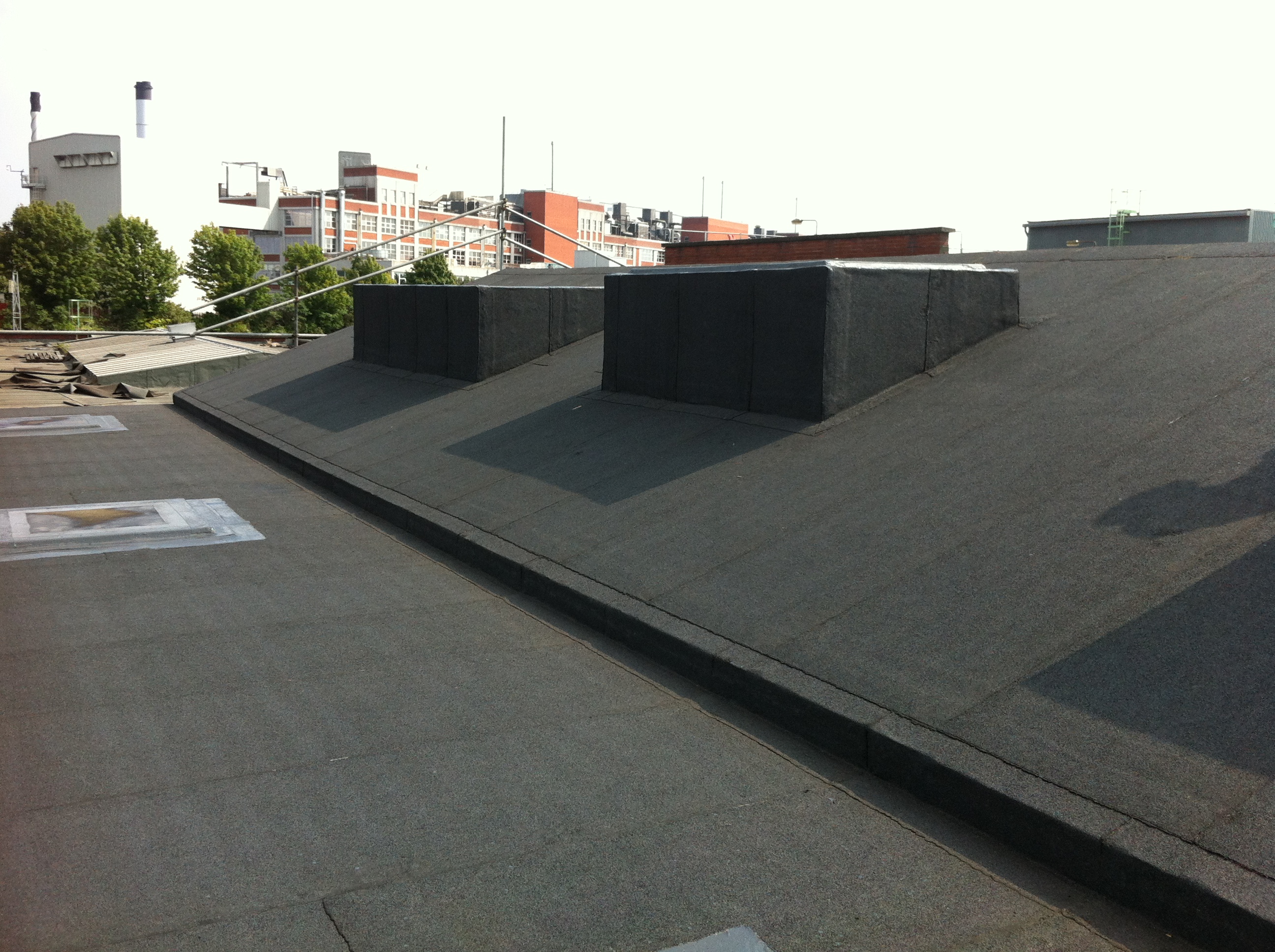Felt upstands on sloped pitch roof