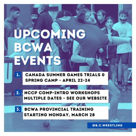 Reminder of Upcoming BCWA Events