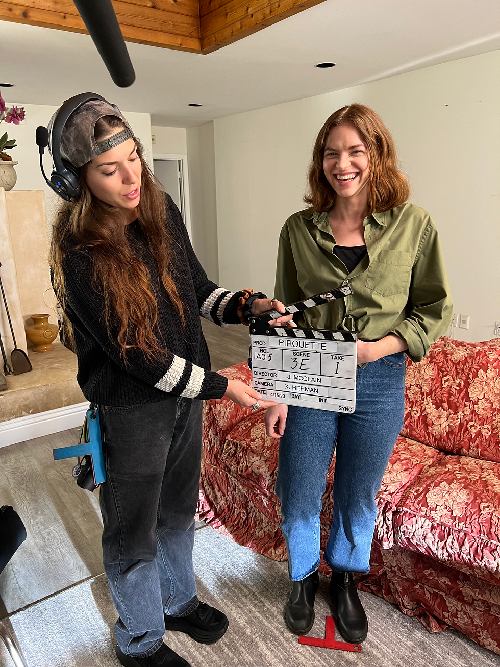 Emma on set