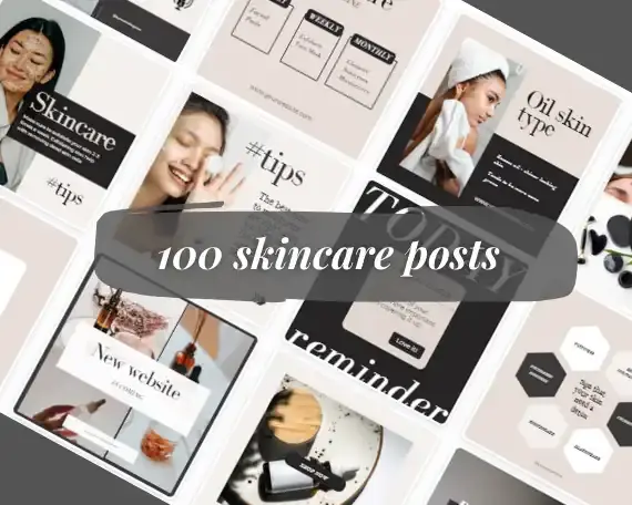 Thumbnail: Beauty + Skincare PLR Template - 100 Instagram Posts + Stories