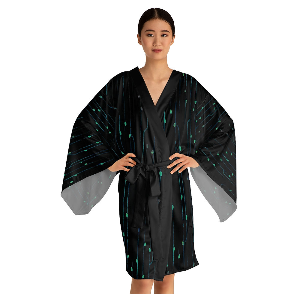 Thumbnail: Long Sleeve Kimono Robe - "The Matrix Void"