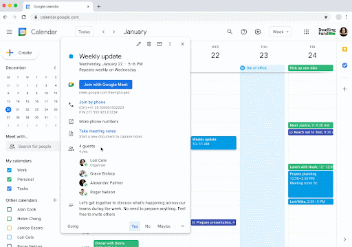 Create meeting notes in Google Calendar