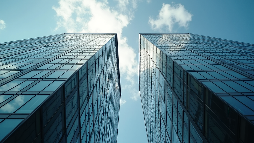 High angle view of a modern office building exterior