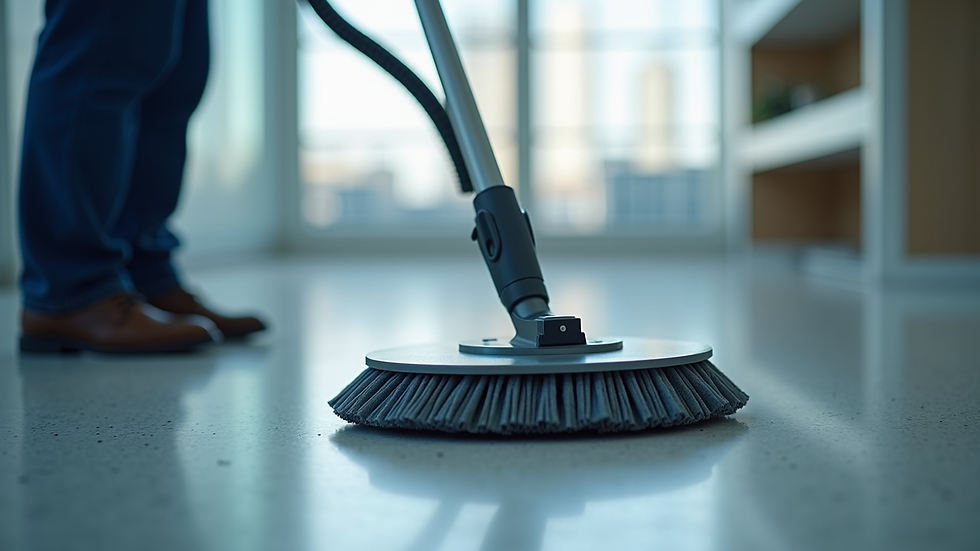 Close-up view of modern cleaning equipment used in commercial building maintenance